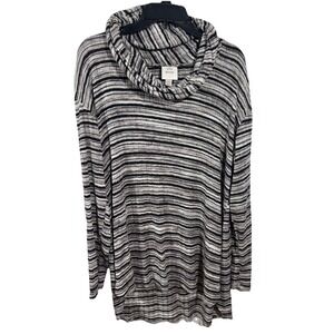 Knox Rose Black Bronze White Striped Women's Top‎ XXL